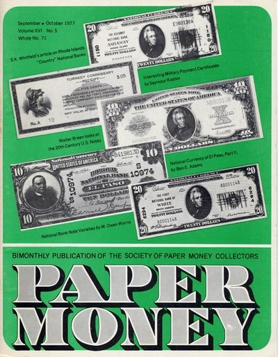 Paper Money - Vol. XVI, No. 5 - Whole No. 71 - September - October